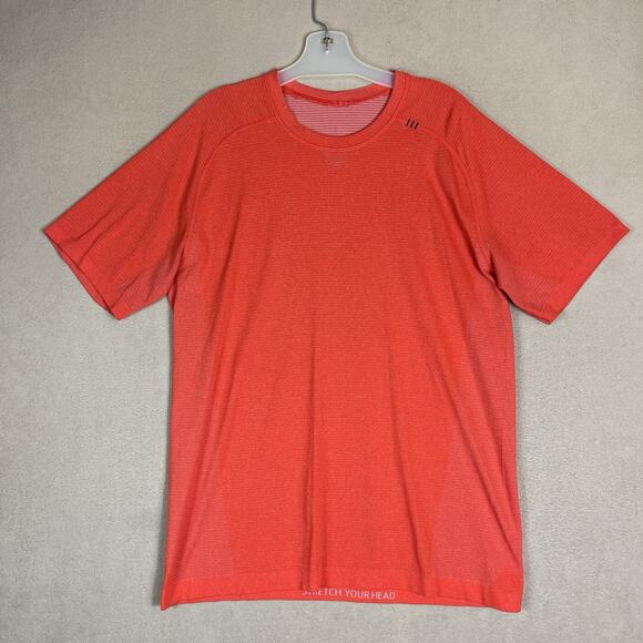 Lululemon T Shirt Mens L Orange Metal Vent‎ Tech Short Sleeve Athletic Stretch - Picture 1 of 9